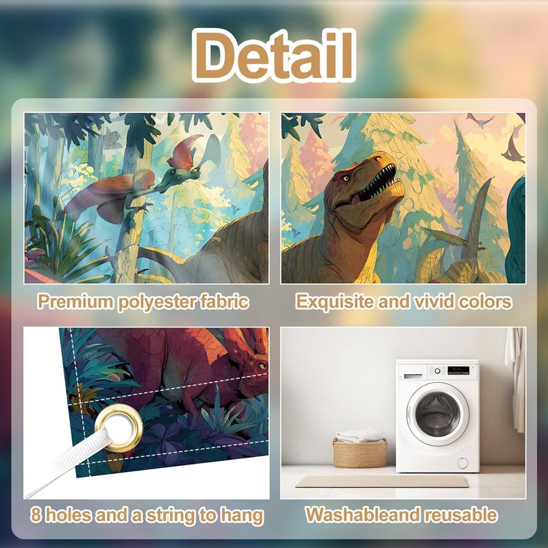 THISFIND Dinosaur Garage Door Banner – Prehistoric Jungle Scene with T-Rex, Triceratops & Pterosaurs – Outdoor Wall Mural for Home Decor, Parties & Events - Image 4